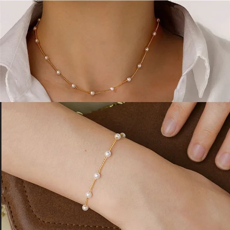 Set di gioielli con perline Set di braccialetti con collana da donna Set di gioielli girocollo corto alla moda alla moda per un amico Dropshipping all'ingrosso