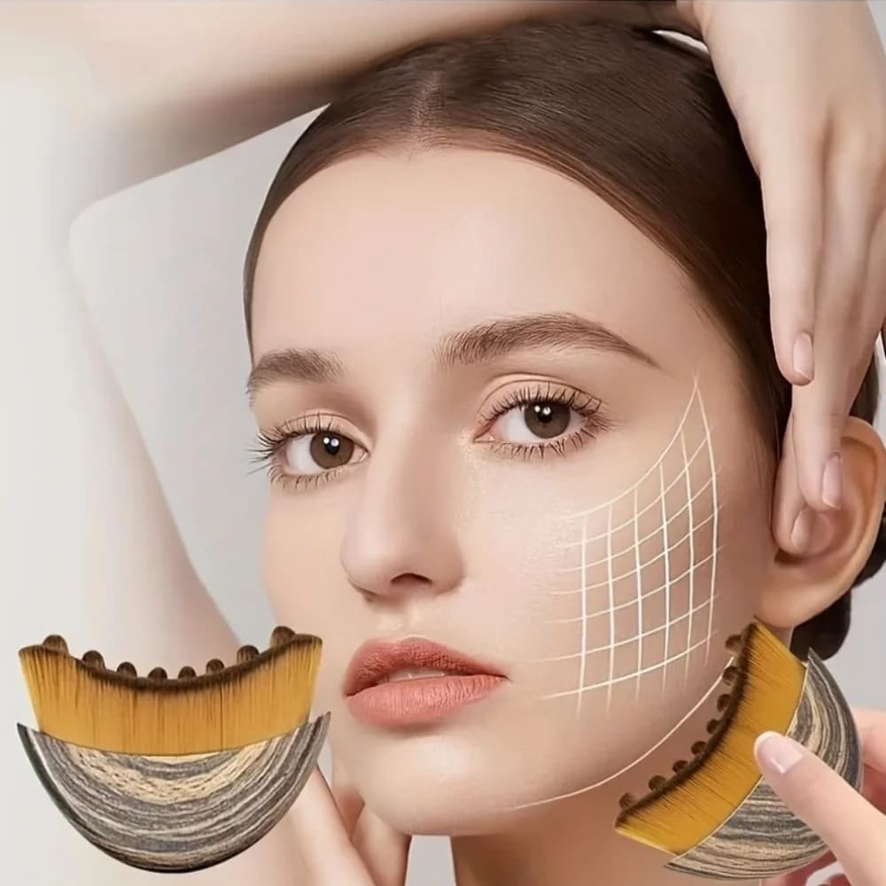 1 spazzola portatile per la cura del contorno del viso, spazzola per il viso, spazzola Gua Sha per la cura degli occhi e del collo, pennello per il trucco