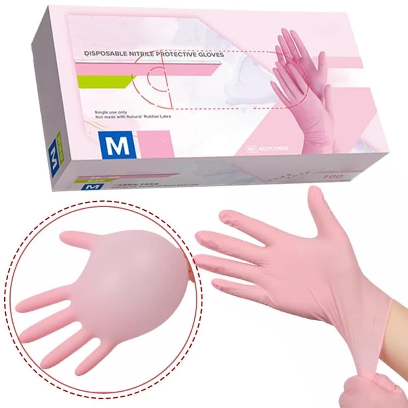 Guanti protettivi monouso in nitrile rosa da 20/100 pezzi per cucina, cucina, bellezza, tatuaggi, pulizia, guanti da lavoro industriali