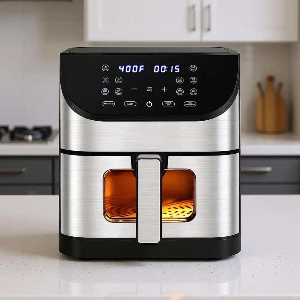 6.2 QT Oil Free Air Fryer with 10 Preset Programs, Visual Cooking Window, Anti-Agent Basket