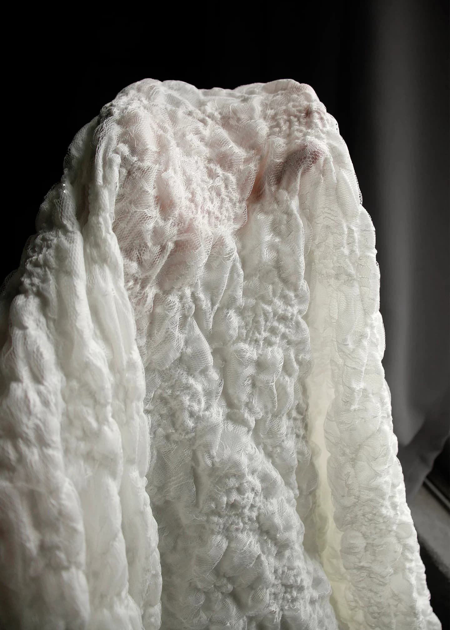1yard Irregular pleated lace embroidery lace Fabric,wedding dress,Handmade DIY curtain clothing Designer fabrics