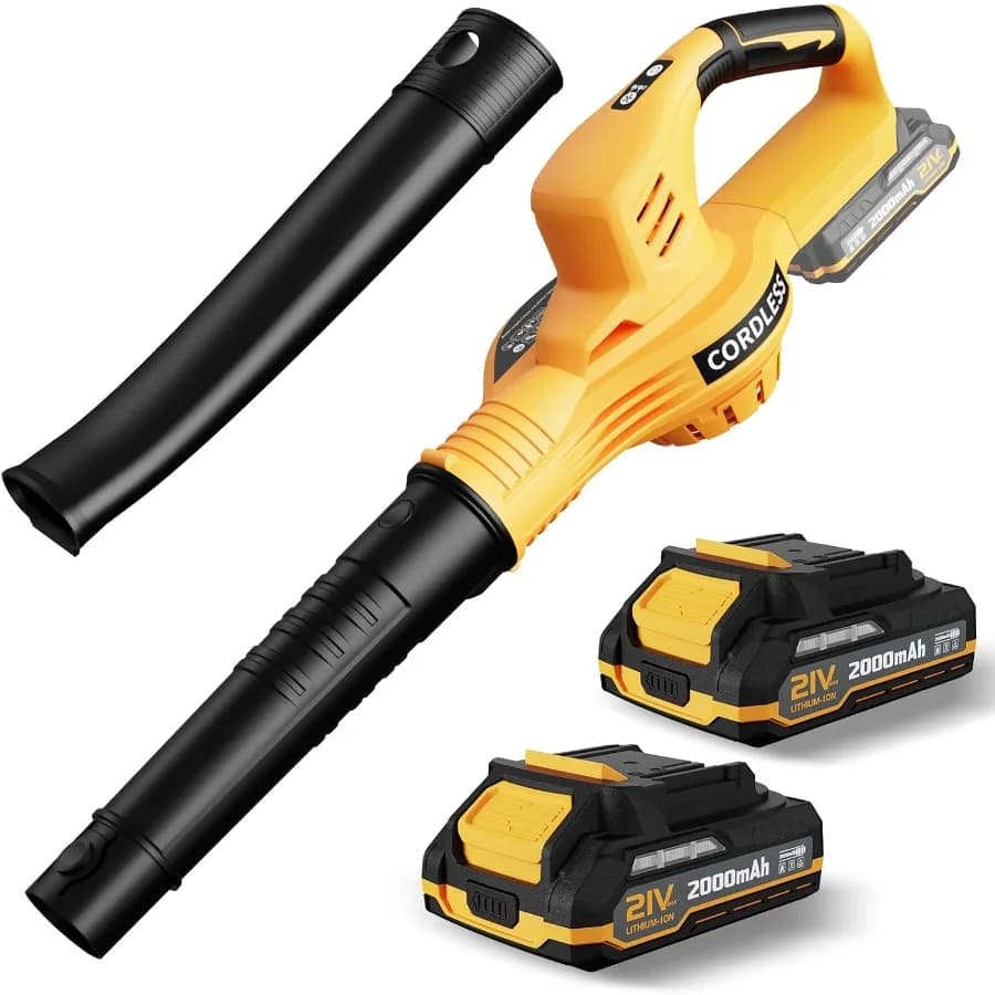 Cordless Leaf Blower with 2 Batteries and Charger for Efficient Lawn Care and Patio Maintenance 21V Electric Leaf Blower with 2