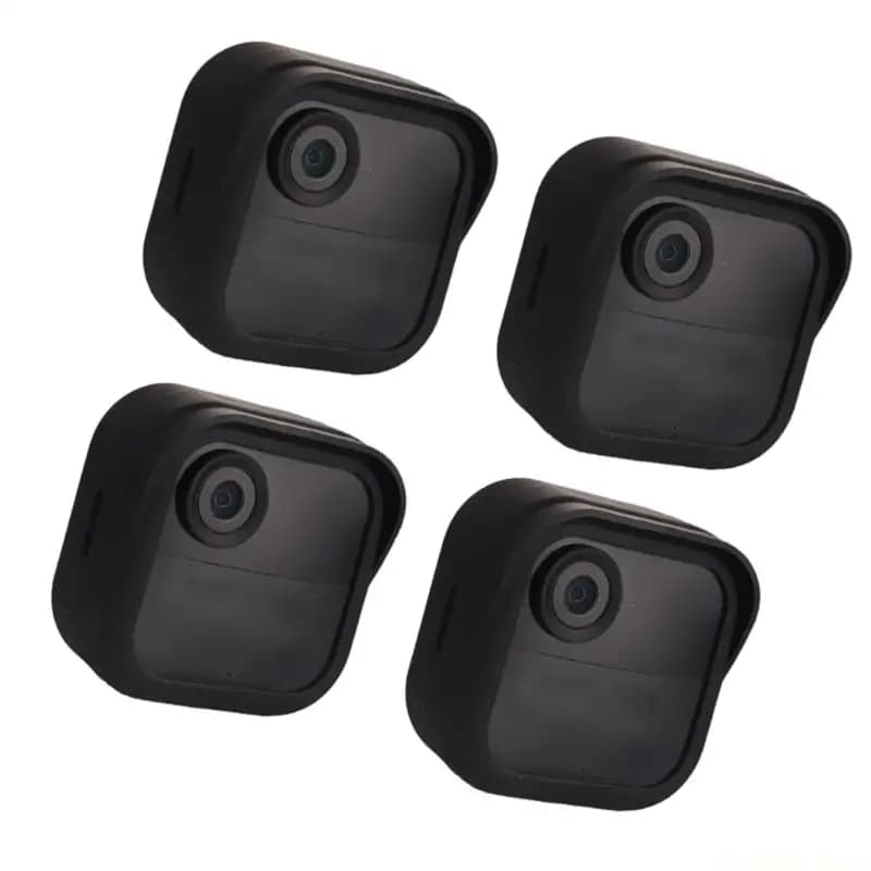 Protezioni flessibili in silicone E56B per 4 telecamere da esterno che consentono semplice collegamento e rimozione senza per