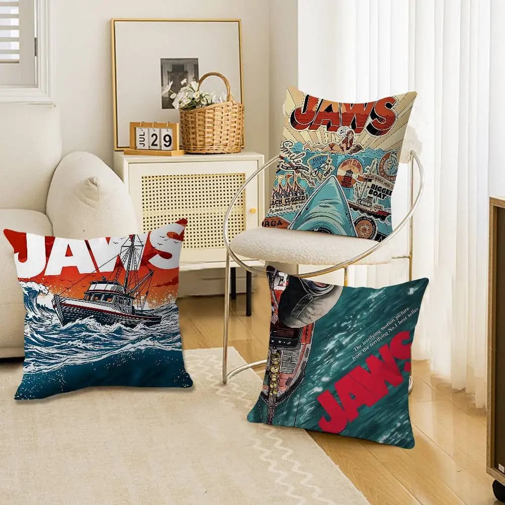 Classic Movie JAWS Series Pillow Gift Home Office Decoration Bedroom Sofa Car Cushion Cover Case 45x45