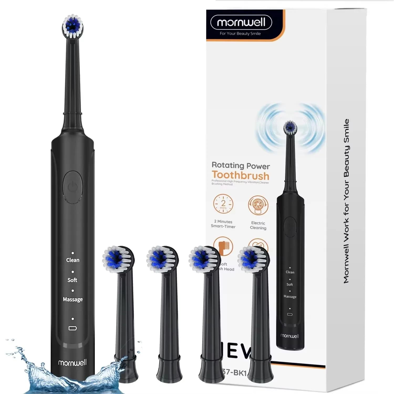 Electric Toothbrush Clean Toothbrush for adults 3 modes T37 Sonic electric toothbrush with 4 extra spare heads