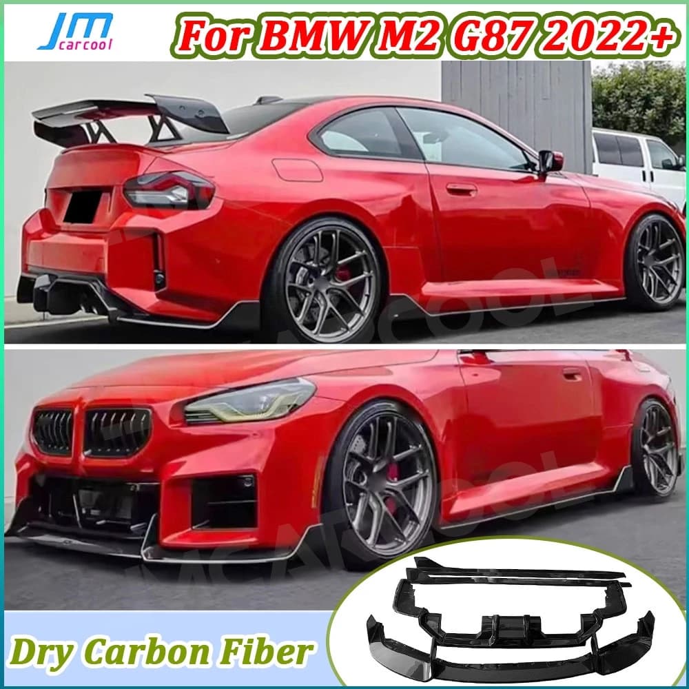 Real Dry Carbon Fiber Car Front Lip Rear Bumper Lip Diffuser Side Skirts for BMW M2 G87 2022+ FRP Body Kits Rear Lip Spoiler
