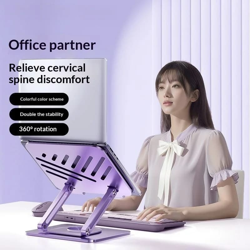 Colorful Laptop Stand for Desk – 360° Rotation, 10kg Capacity, Dual-Arm Support, Fits 11-15.6" Notebooks
