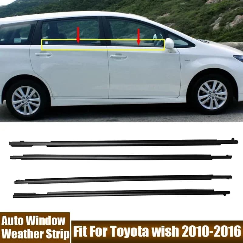 4 pz/set Finestra Strisce Meteo Misura Per Toyota wish 2010-2016 Finestra Nera Striscia di Tenuta In Gomma Accessori Auto Strisce Decorative