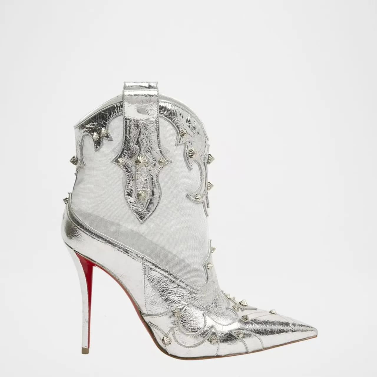 Leather ankle boots with women's studs 2025 Winter New in sexy boots with high western heel and luxury designer shoes