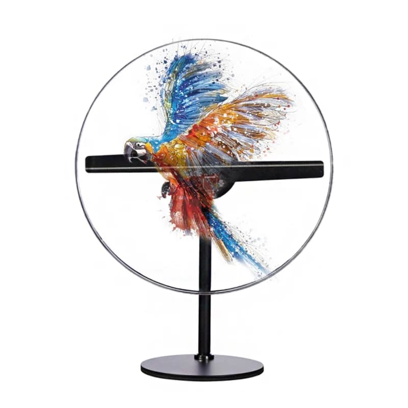 Mini desktop da 30 cm con copertura protettiva trasparente per proiettore olografico, ventola LED 3D
