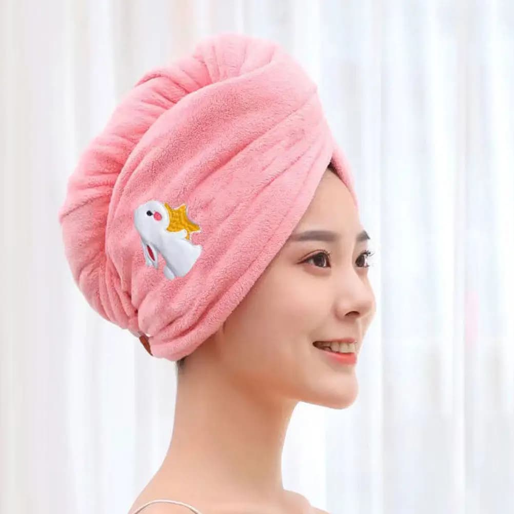 Turbante Assorbente in Pile Corallo per Capelli, Asciugatura Rapida, Cappello da Doccia Avvolgente per Donna, Asciugamano Turbante per Capelli per Casa