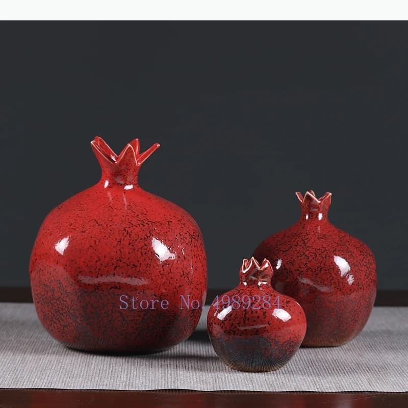 Creativity Ceramic Vase Red Pomegranate Flower Arrangement Accessories Flower Vase Decorative Ornaments Modern Home Decoration