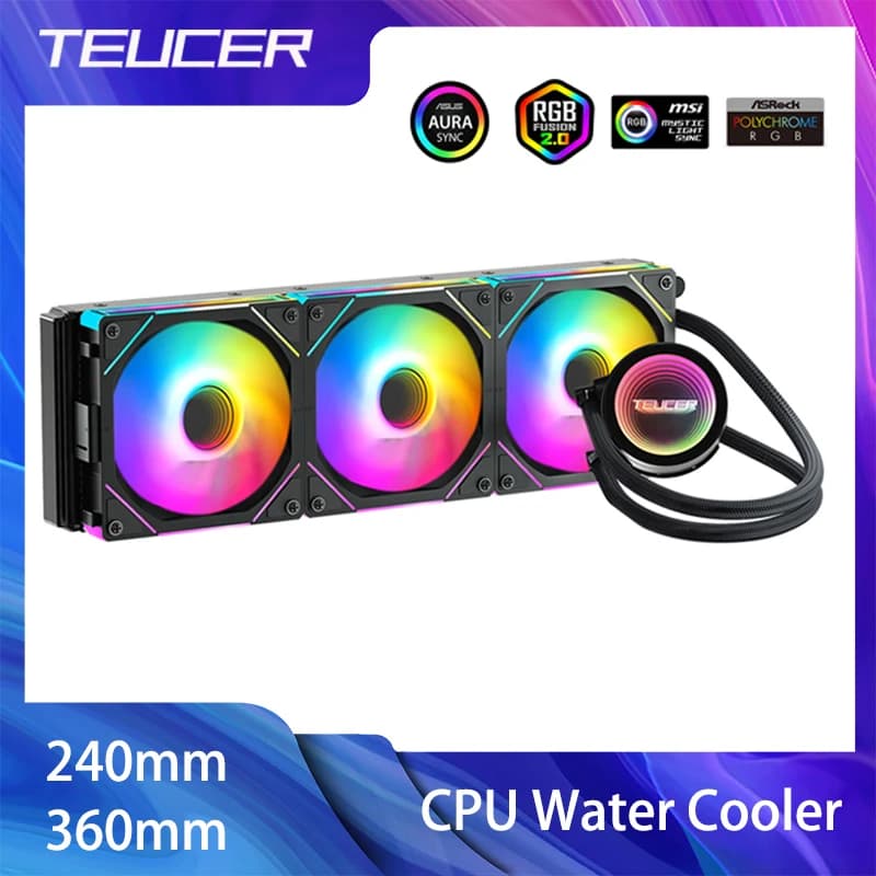 TEUCER CPU Water Cooler con ventola JM-1 All in One CPU Raffreddamento a liquido 240mm/360mm ARGB Radiatore raffreddato ad acqua per scheda madre X99