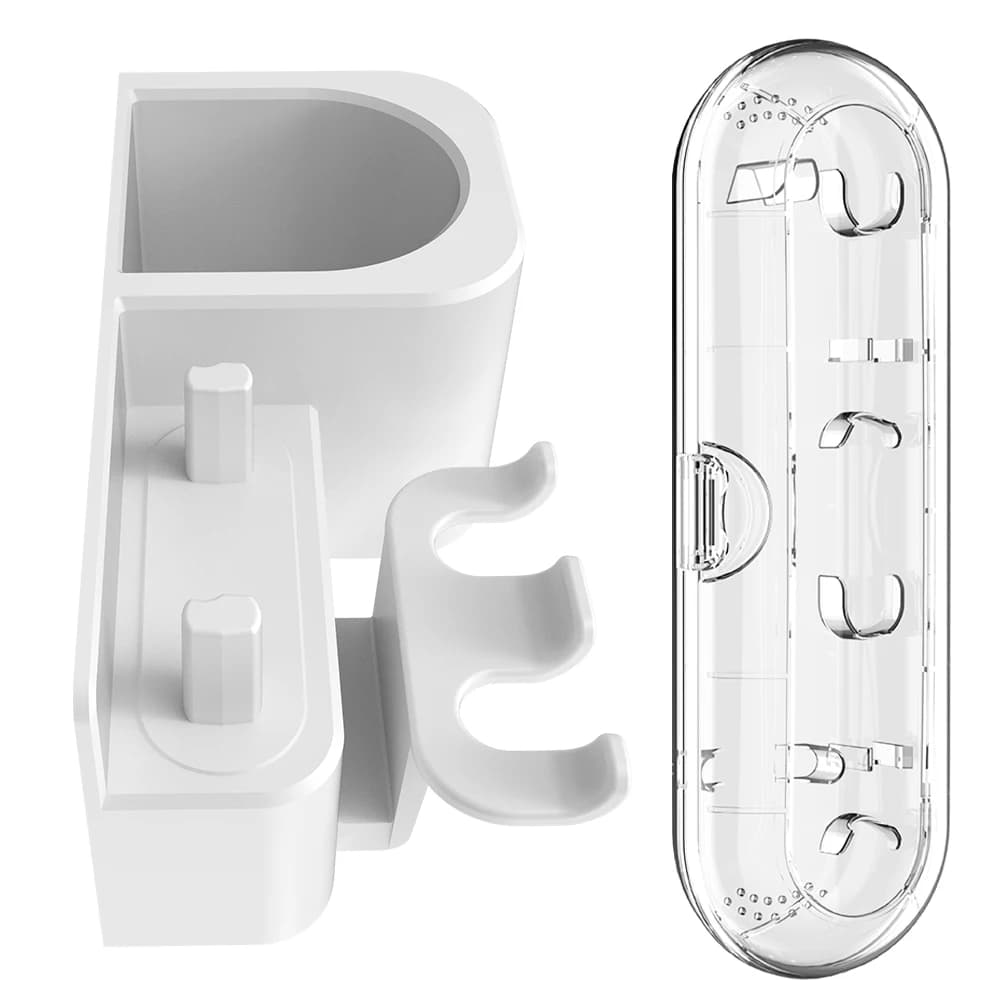 Self-adhesive toothbrush holder with Transparent Travel Case, Compatible with Oral B Electric Brushes
