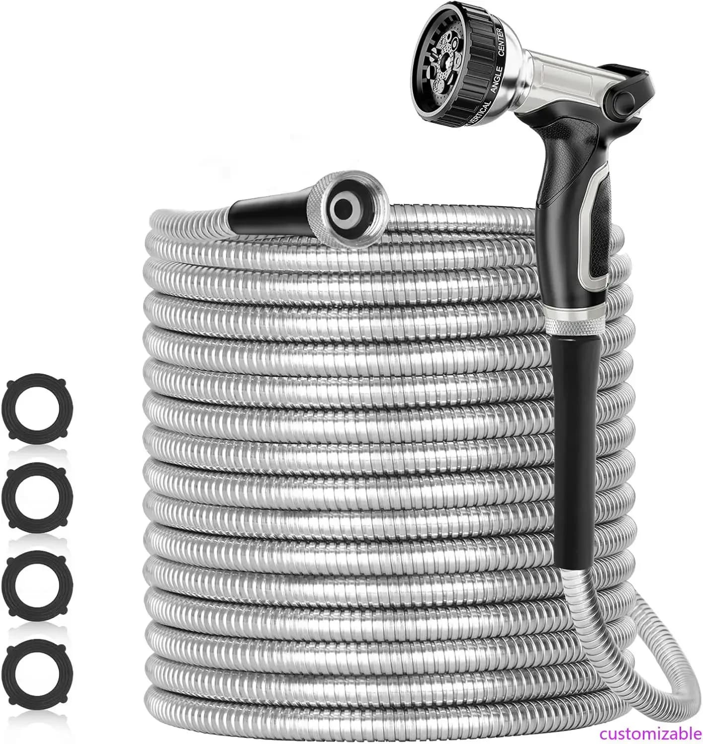 60 Meters Stainless Steel 304 Garden Pipe with Ugelli for External Use - Flexible, Anti-Piega and Anti-Group