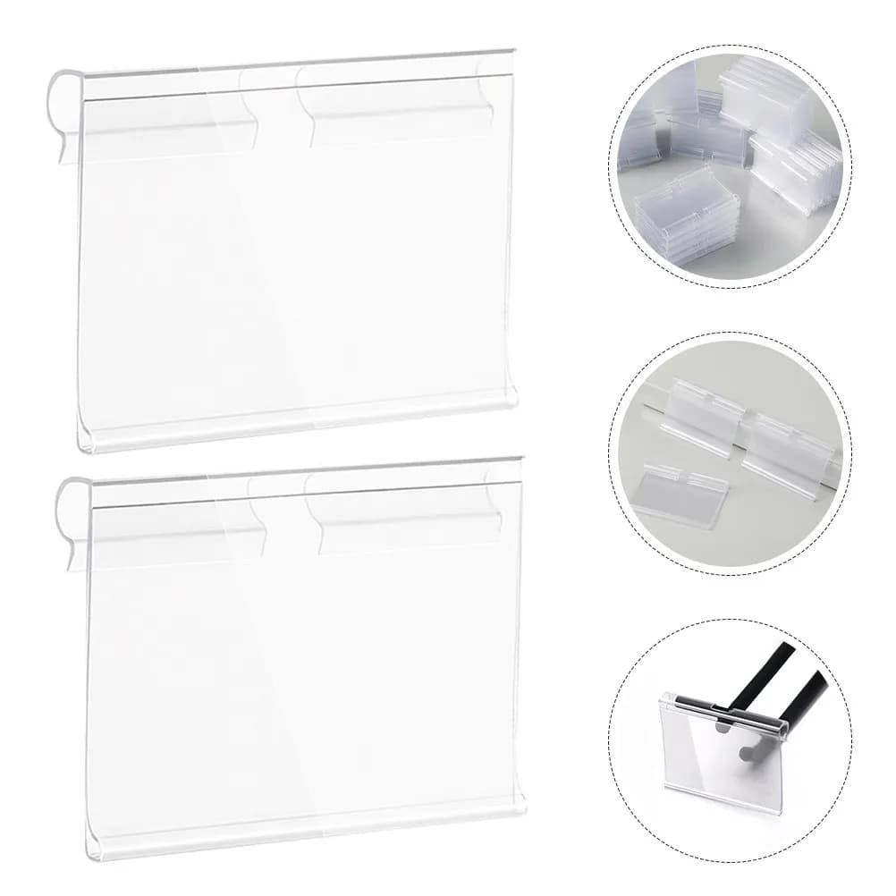 120 Pezzi Portaetichette Trasparenti in PVC con Clip, Porta Prezzi Trasparenti per Supermercati, Negozi al Dettaglio, Magazzini, Farmacie
