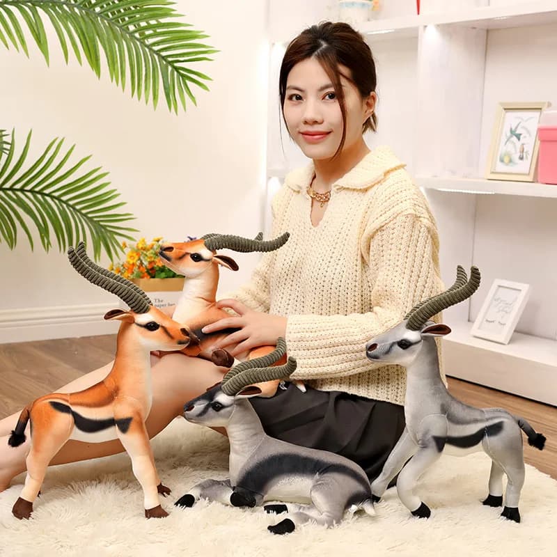 Simulazione antilope peluche realistiche bambole ripiene di Gazelle modelli di fauna selvatica decorazioni per la stanza dei bambini regali di compleanno per bambini carini