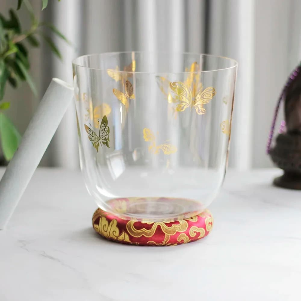 STAR LINKUP Golden Butterfly Crystal Singing Bowl, Quartz Sound Healing Percussion Bowl for Professional Yoga Meditation