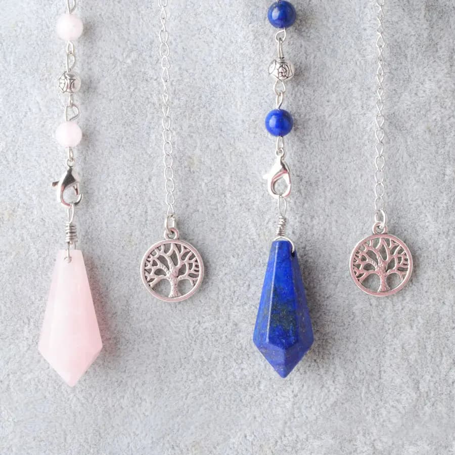 Pietra naturale Cono Albero della vita Catena Ciondolo esagonale spirituale Agata nera Cristallo Chakra Pendolo per Dowsing BO948