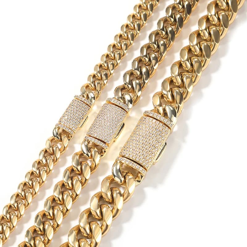 8-12mm Bling Iced Out catene cubane Miami in acciaio inossidabile collane CZ zircone Box Lock Link Chain for Men Hip Hop Rock jewelry