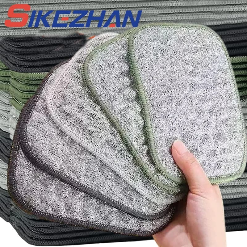 Strofinaccio Doppio Strato Addensato Senza Olio Strofinaccio Panno Assorbente Straccio Argento Seta Filato di Cotone Lavastoviglie 12*16 cm Strumento