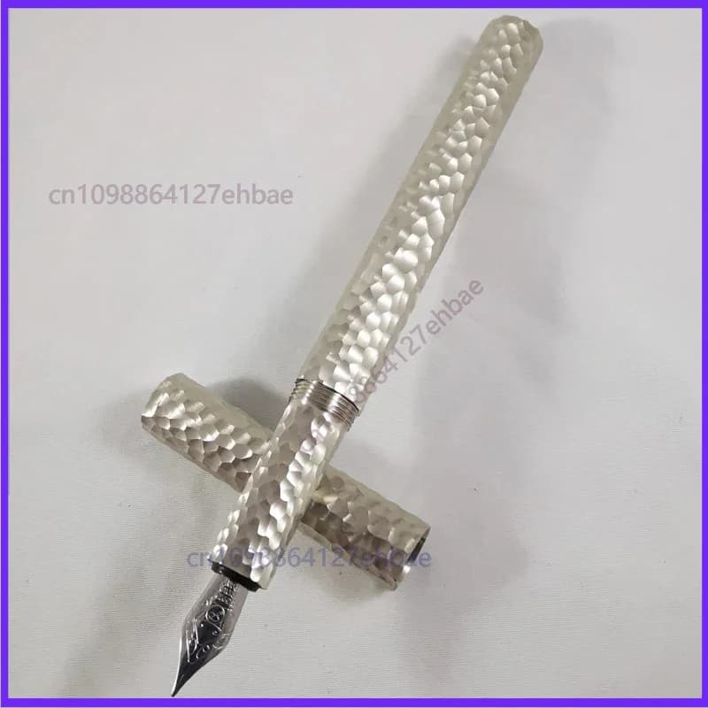 Handcrafted Pure Copper White Hammered Fountain Pen Imported from Germany For Schmidt EF 0.38mm Nib Practicing Writing
