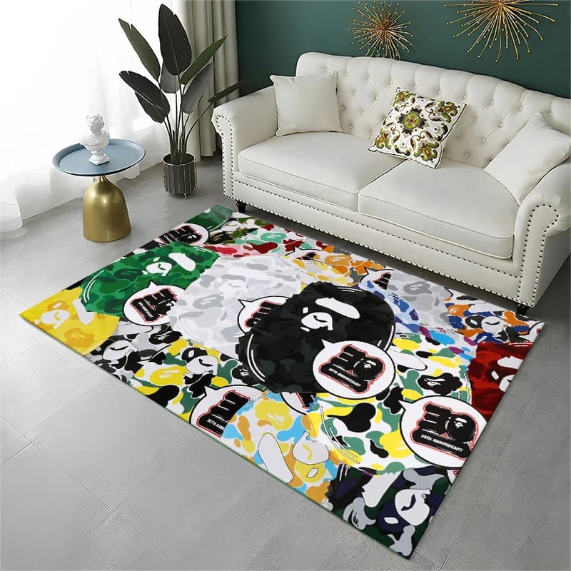 Fashion B-BAPE Sign Non-Slip Area Rug for Living Room, Bedroom & Playroom, Soft Carpet Floor Mat Home Decor Rug Kids Room Gift