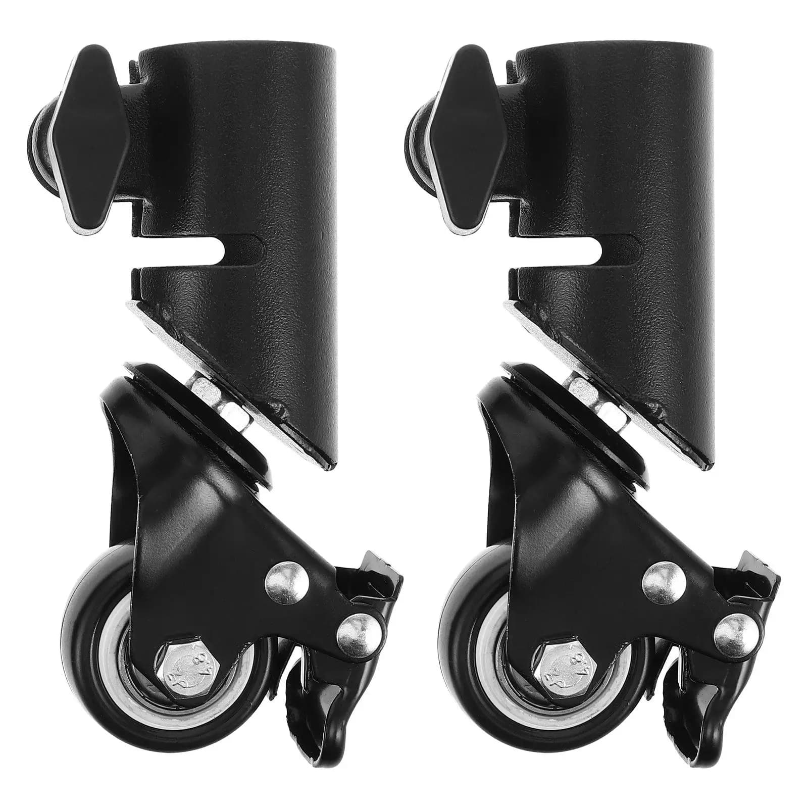 2 Ruote Girevoli in Metallo Resistenti per Supporti Altoparlanti, Ruote Silenziose con Blocco per Tubi Rotondi da 35mm, per Monitor da Studio e Treppiedi