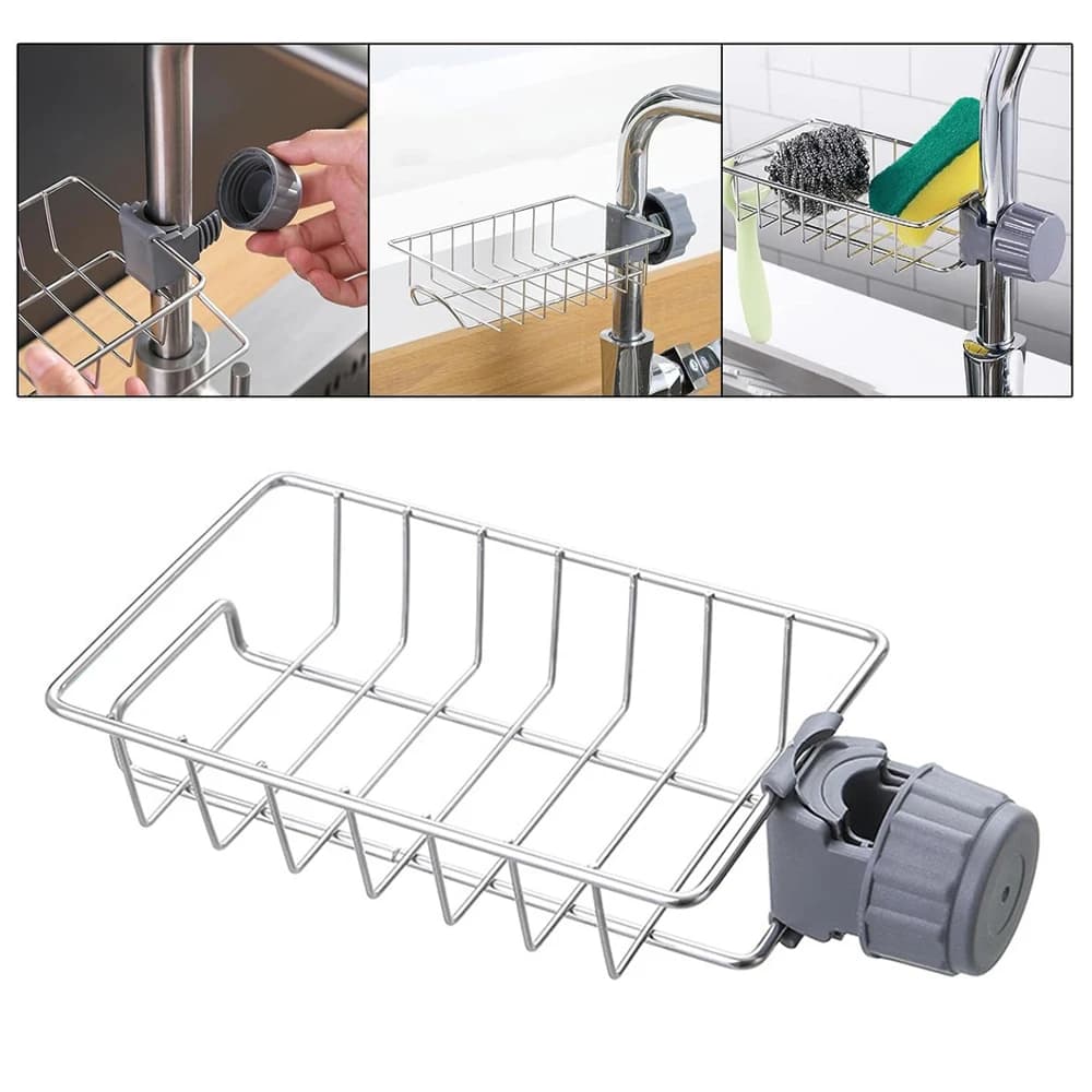 1PC kitchen sink drain stand, adjustable height, flexible and swivel, for hanging tap, suitable for soap sponges, brushes