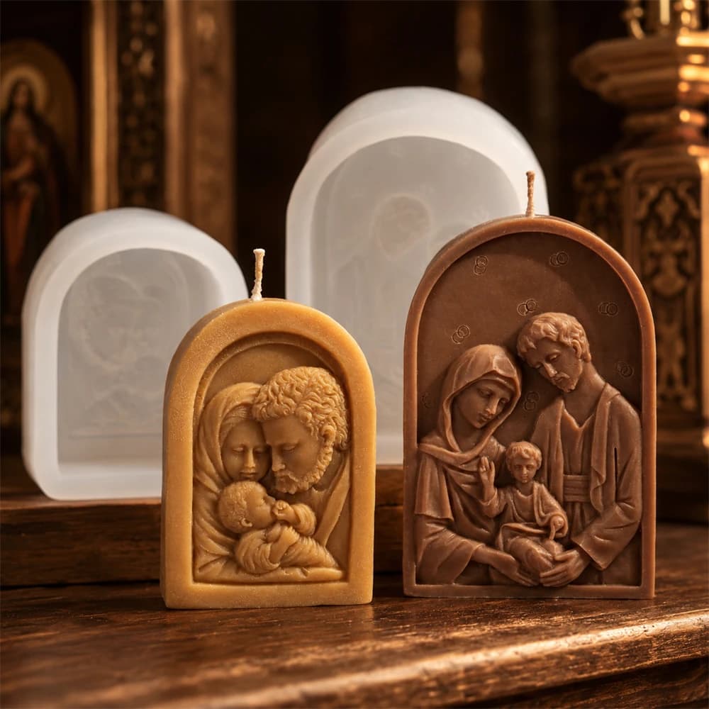 Jesus Family Silicone Candle Mold 3D Holy Jesus Mary Joseph Nativity Molds for DIY Wax Candle Soap Resin Crafts Home Decor Gifts