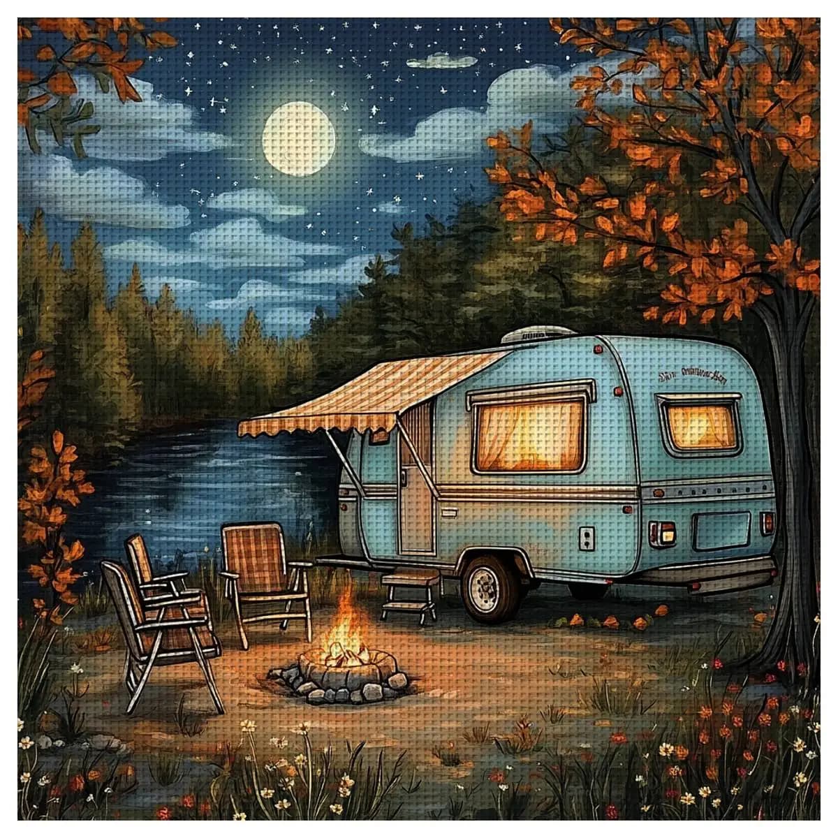 1pc 40X40CM/15.74inch Car stamped cross stitch kit DIY kit 11CT/14CT DIY Embroidered set DIY Cross-Stitch Set Eco-cotton Thread
