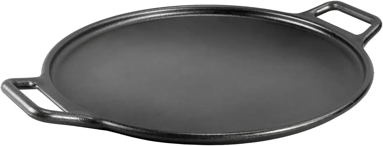 Teglia per Pizza in Ghisa da 15 Pollici, Pretrattata con Olio Vegetale, Distribuzione Uniforme del Calore per Crosta Croccante, Adatta al Forno, Alternativa Resistente alla Pietra Refrattaria