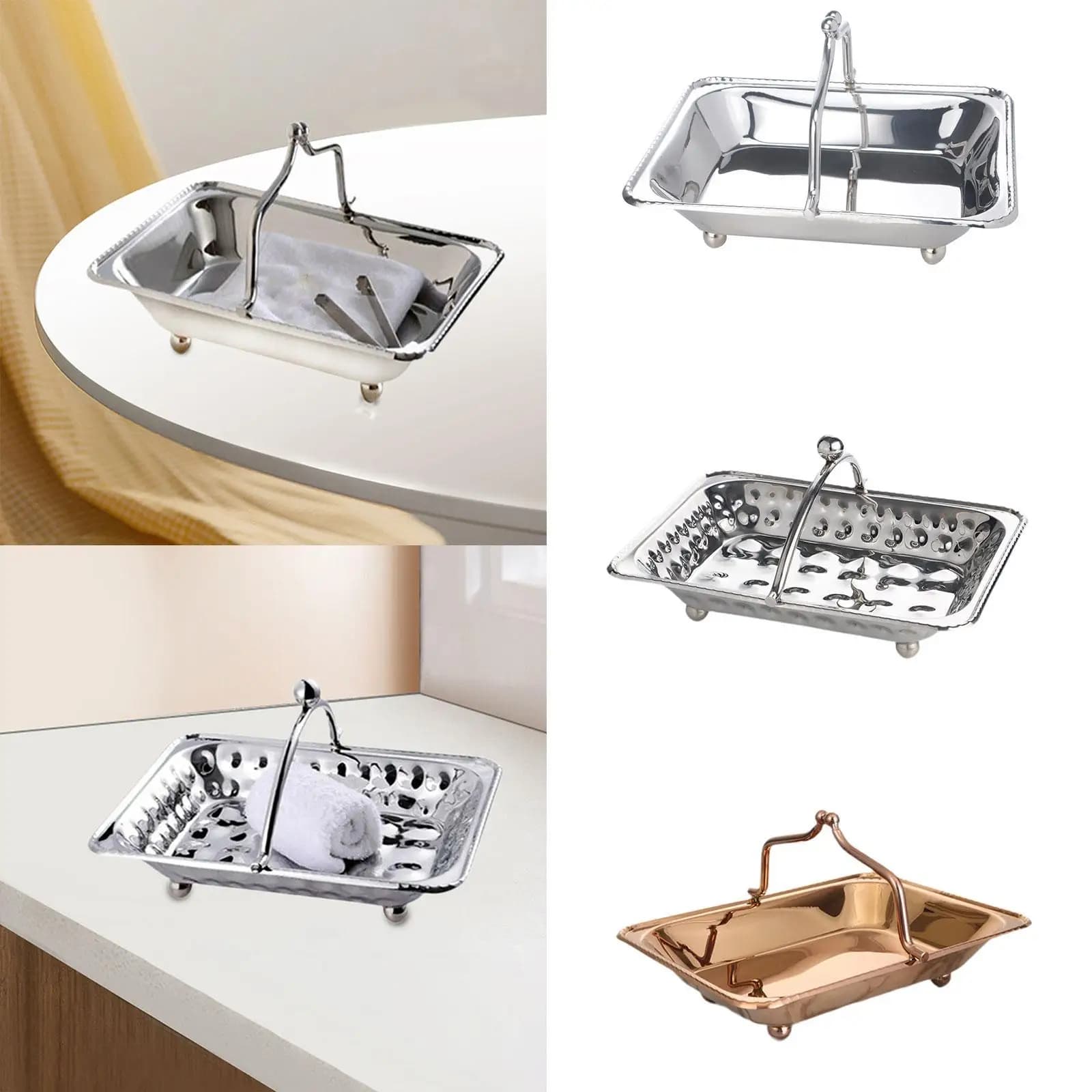 Hand-held Towel Basket Wearproof Multipurpose Large Capacity Storage Container for Shower Home Use Hotel Bar Restaurant Bathroom