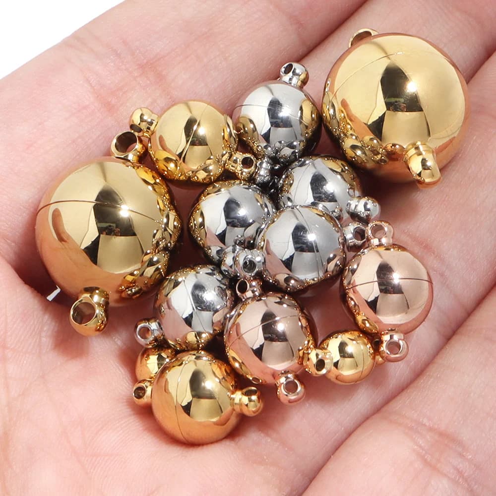 2pcs Stainless Steel Magnetic Clasps Ball Shape End Buckle Connectors for DIY Jewelry Making Bracelets Necklace Accessories