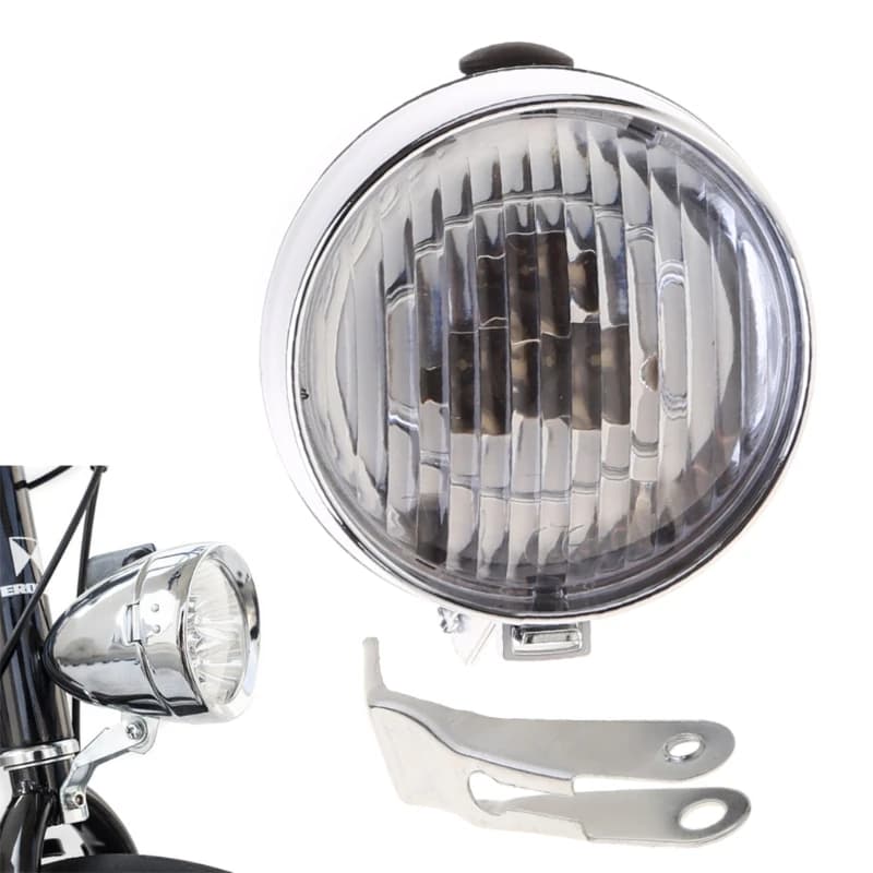24BD Classic Retro aerodinamico faro per bicicletta Super luminoso LED metallo cromato bici