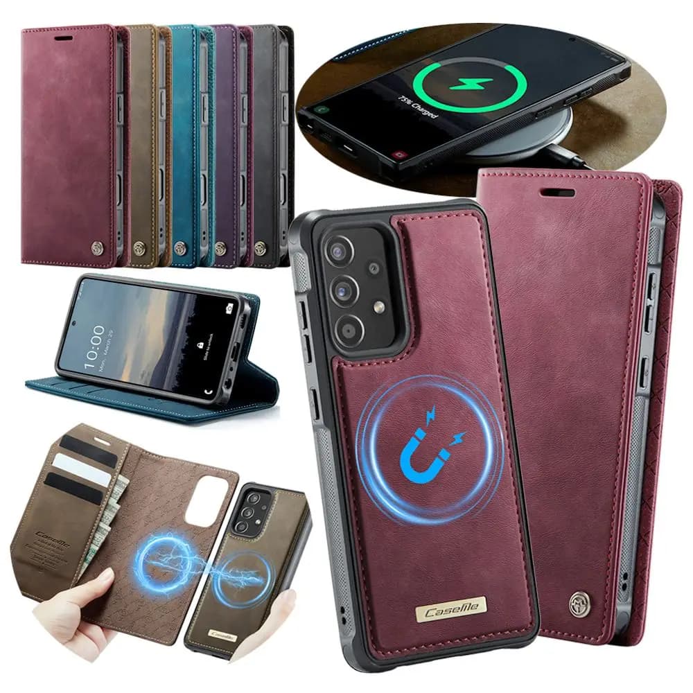 Custodia a Portafoglio Magnetica 2 in 1 in Pelle per Samsung Galaxy A13 A14 A15 A16 A17 A26 A52 A53 A54 A55 A56 A57