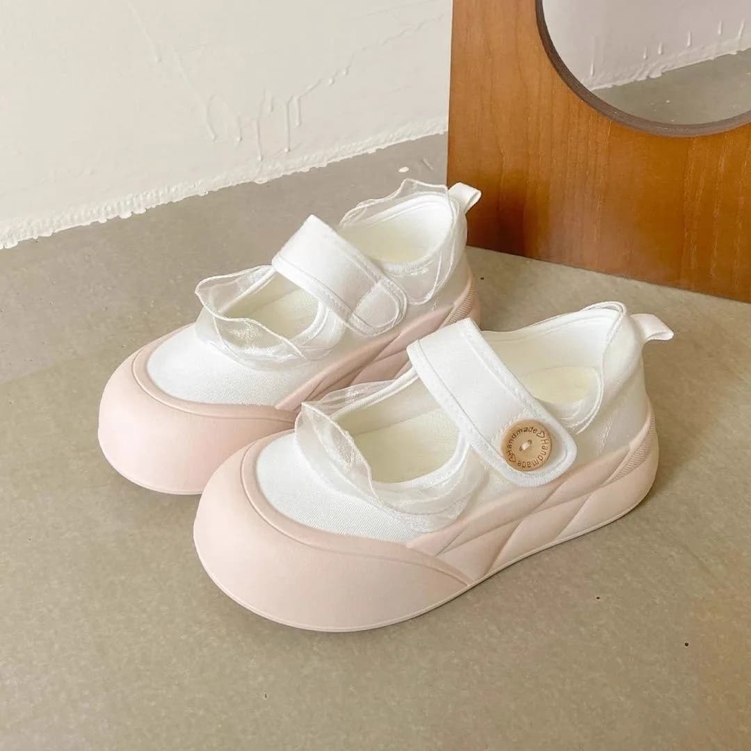 Tenis Feminino 2026 Jane Women's Shoes Spring New Popular Canvas Shoes Versatile Breathable Thick Sole with Skirt White Shoes