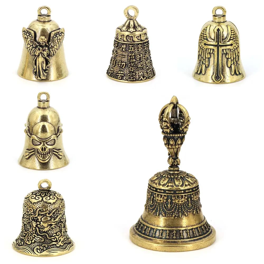 Brass Handicraft Drop Bell Angel Button Wind Bell Tibetan Bronze Bell Amulet Exorcism Gift Home Halloween Easter Christmas Decor