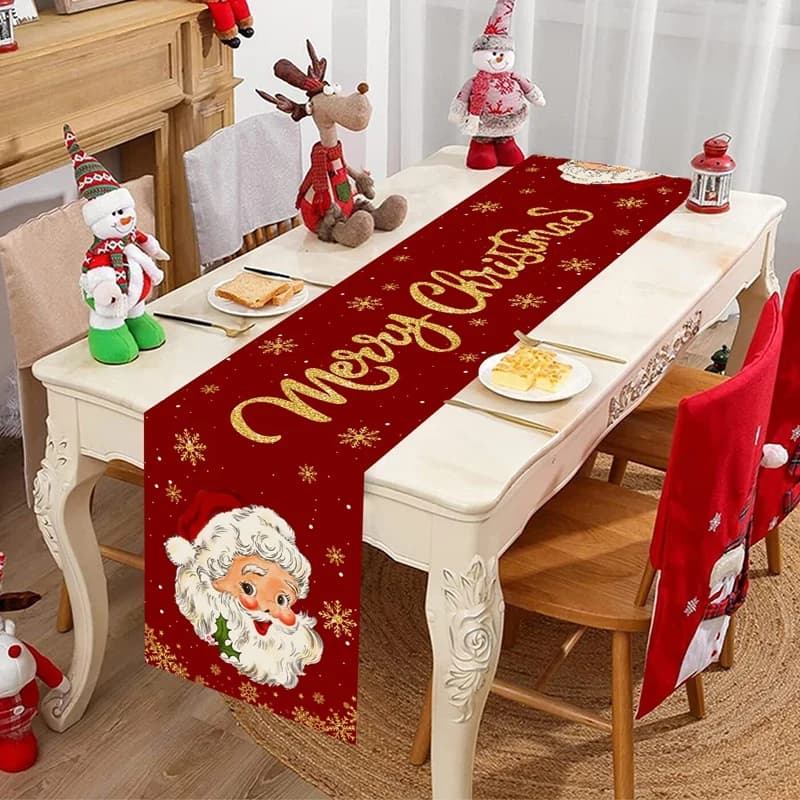 Runner da tavola natalizio di Babbo Natale Decorazioni natalizie per la casa 2025 Bandiera da tavolo di Natale Navidad Noel Regali Tovaglia di Capodanno