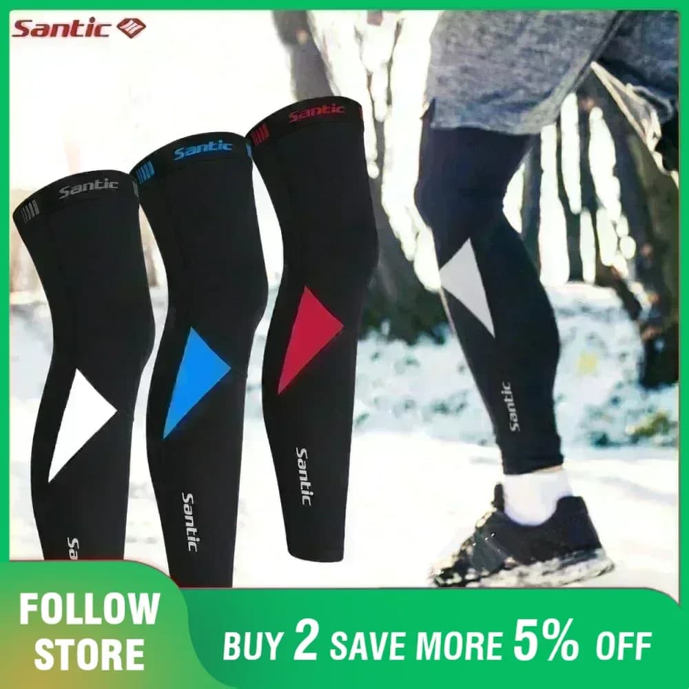 Santic scaldamuscoli da ciclismo in pile termico antivento Soft Shell ginocchiere traspirante Mountain Bike Road Bicyle equipaggiamento protettivo
