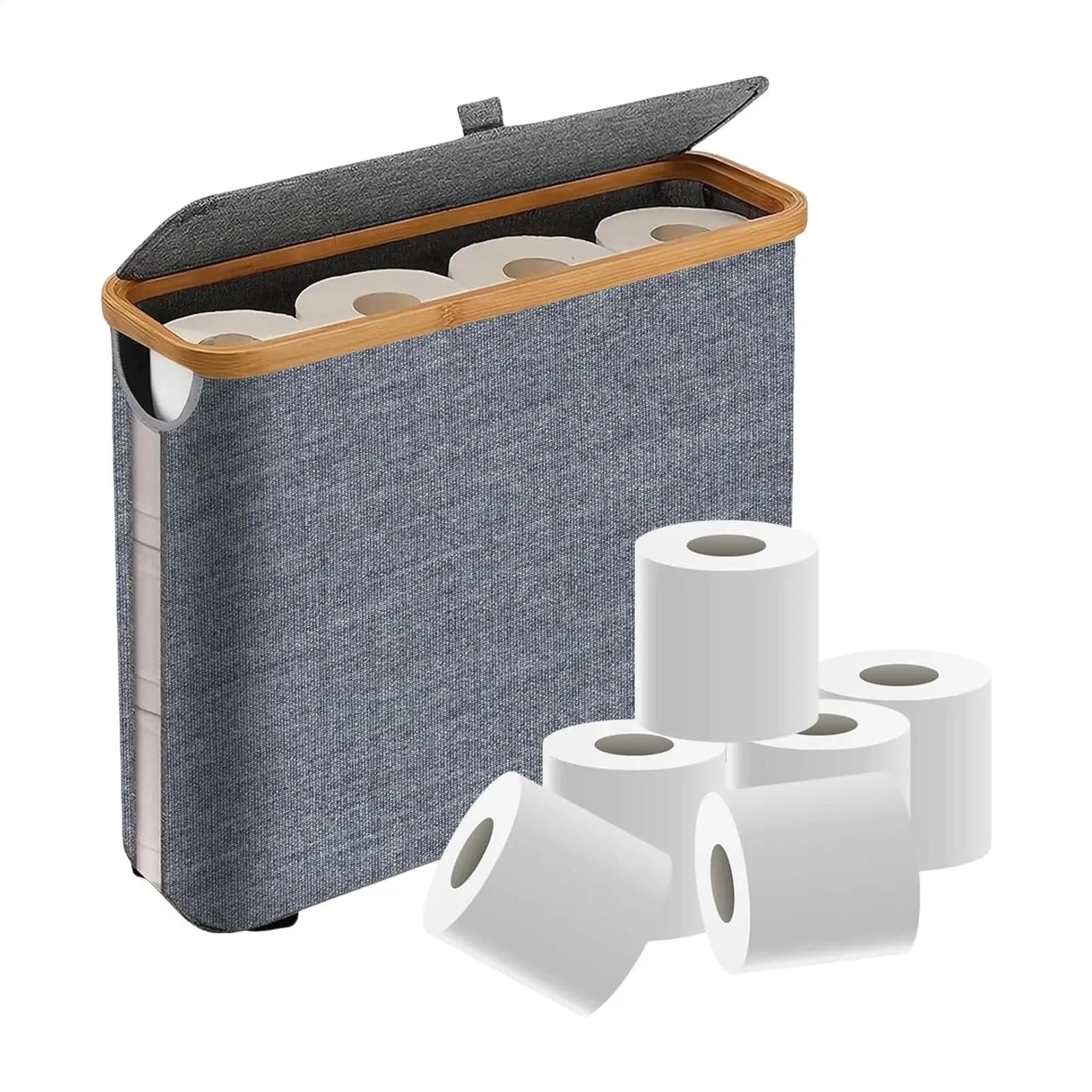 Cesto porta carta igienica, organizer per rotoli di carta, cesto portaoggetti pieghevole con coperchio, contenitore per biancheria per bagno e casa