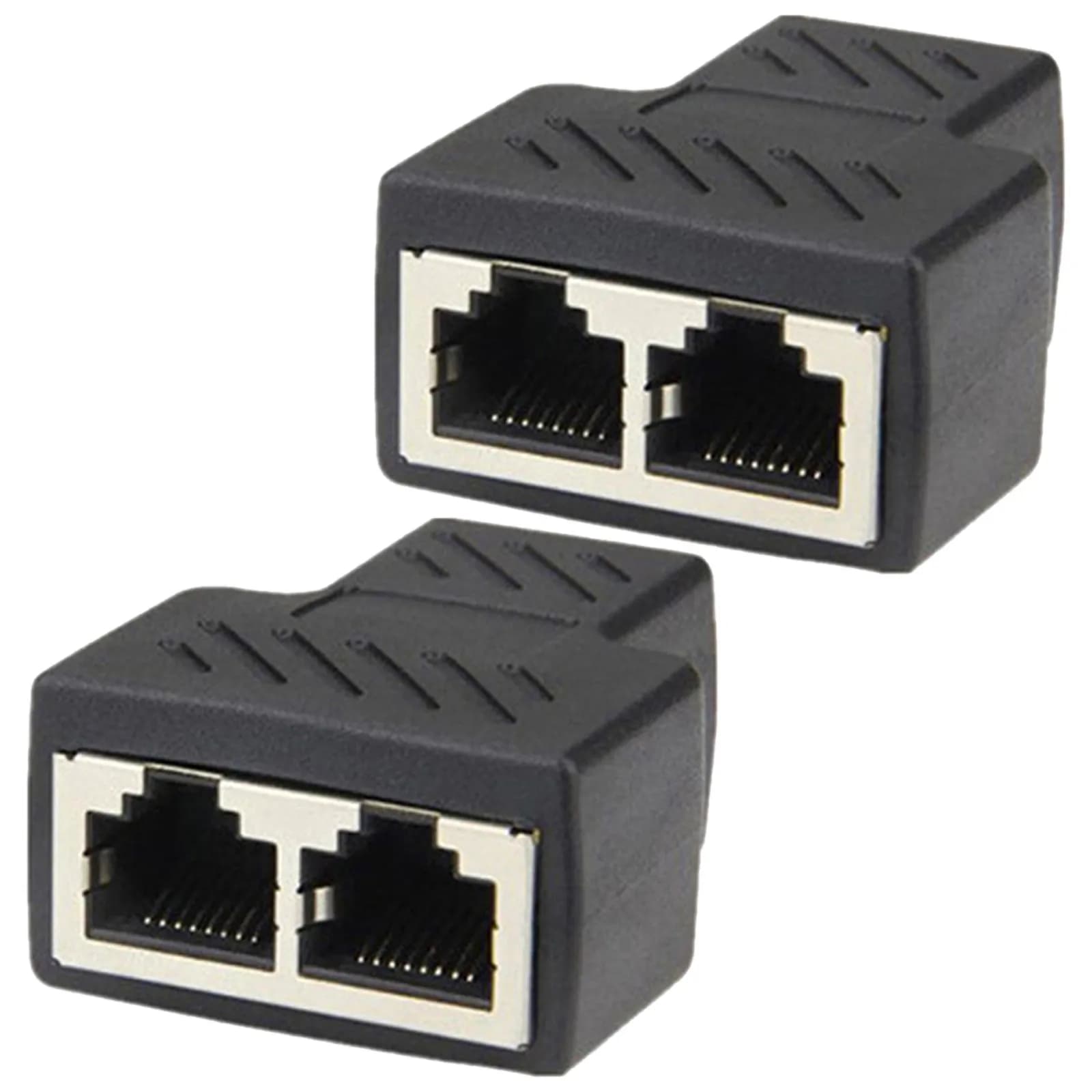 2Pcs Plastic Network Connector Splitter Rj45 to 2X Rj45 Adapter Solves Short Cable Issues Sturdy Reliable Household Office