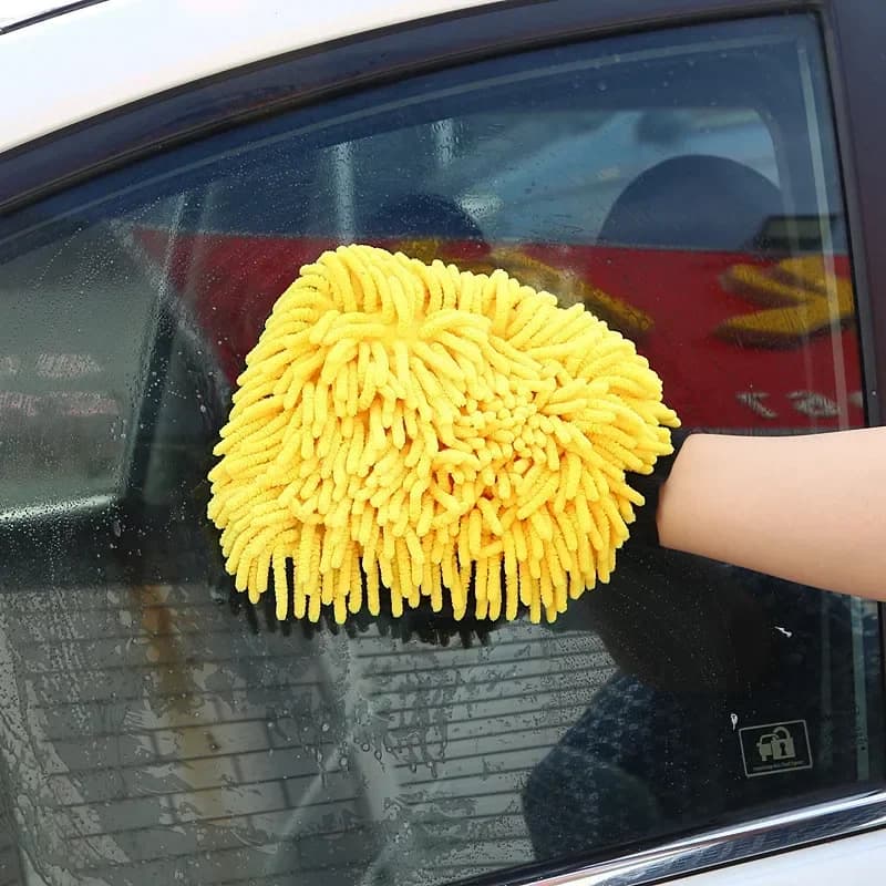 Guanti per autolavaggio in ciniglia in microfibra spessa e impermeabile per una pulizia efficace dell'auto, ceratura e dettagli, guanti bifacciali