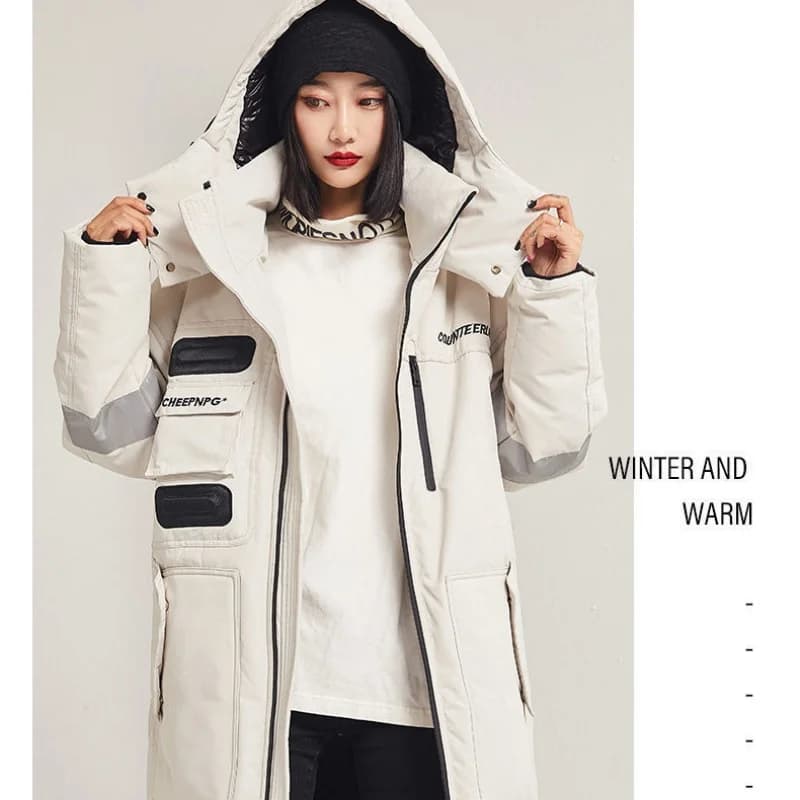 New Men's Mid-Length Over-Knee Thickened Warm Winter down Jacket Korean Style Fashionable Couple Workwear Outerwear