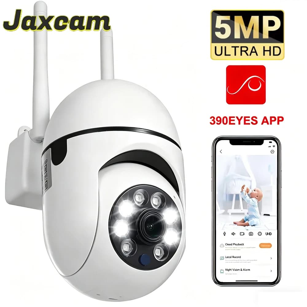Telecamera PTZ WiFi 5MP 390EYES con App, Telecamera di Sorveglianza Interna con Tracciamento Automatico, Visione Notturna a Colori, Audio Bidirezionale, Monitor per Bambini, Telecamera IP