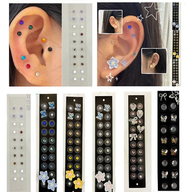 20 cerotti shape butterfly flower acupuncture crystal ear seeds ear stickers disposable ear ear massage therapy needle