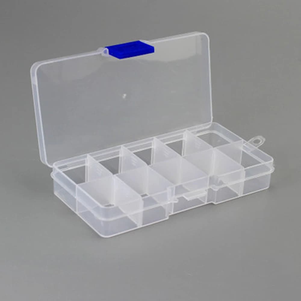 Transparent plastic square fishing bait box with 10 compartments, fishing gear box, storage box