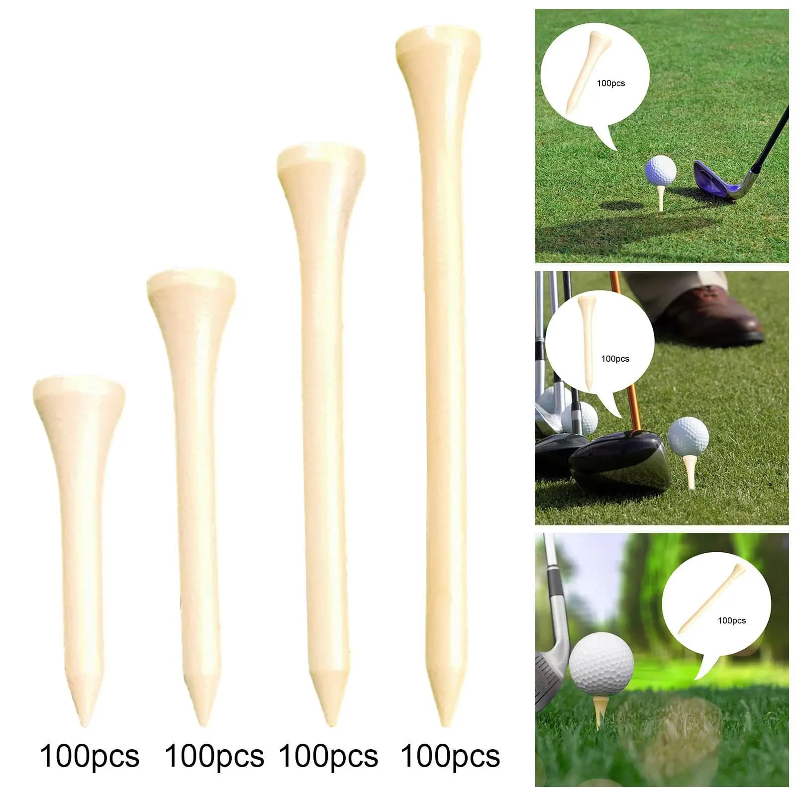 100x Tees da golf in legno Supporto per palline da golf Robusto supporto per tee per palline da golf per giocatore
