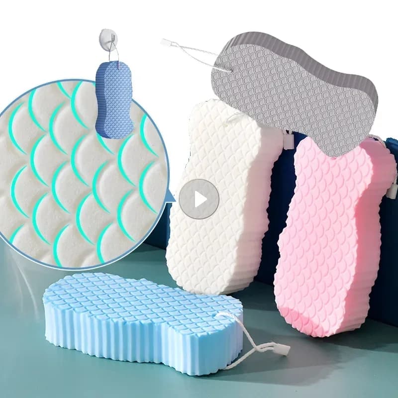 Spugna 3D Spugne esfolianti da bagno Spugne morbide Scrubber per il corpo Spazzola da doccia Corpo Rimozione della pelle morta Prodotti da bagno