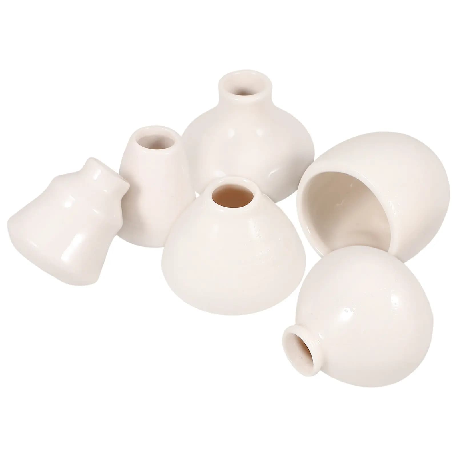 6 Pieces Ceramic Fridge Magnets, Mini Traspirant Vases in Porcelain, Desk Holders, Home and Office Decorations